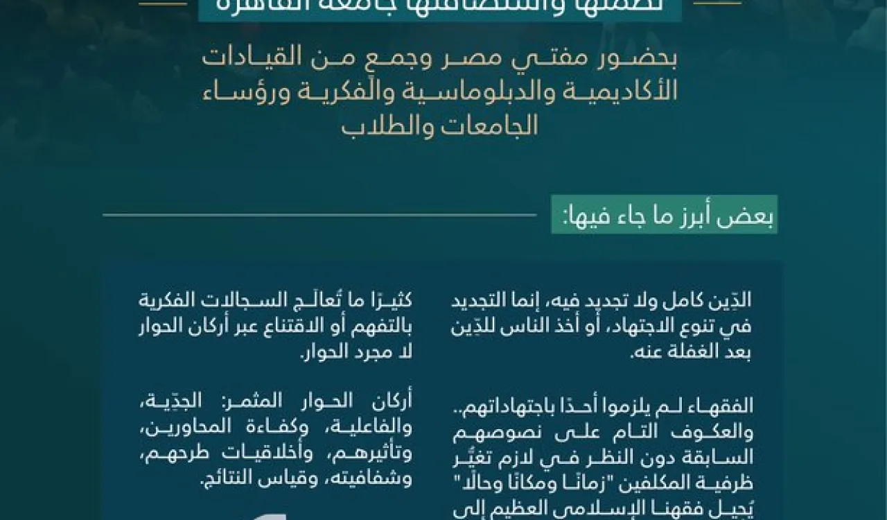 تحت قبة القاعة الكبرى بجامعة القاهرة: بعضٌ من ملامح محاضرة الموسم التذكارية: "مستجدّات الفكر بين الشرق والغرب"؛ لمعالي الشيخ د.#محمد_العيسى التي نظمتها الجامعة وقدم لها معالي رئيسها بحضور استثنائي قارب الثلاثة آلاف: